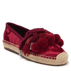 MARC JACOBS Sienna Pompom and Crystal Red Espadrille Flats Size 37 US 7